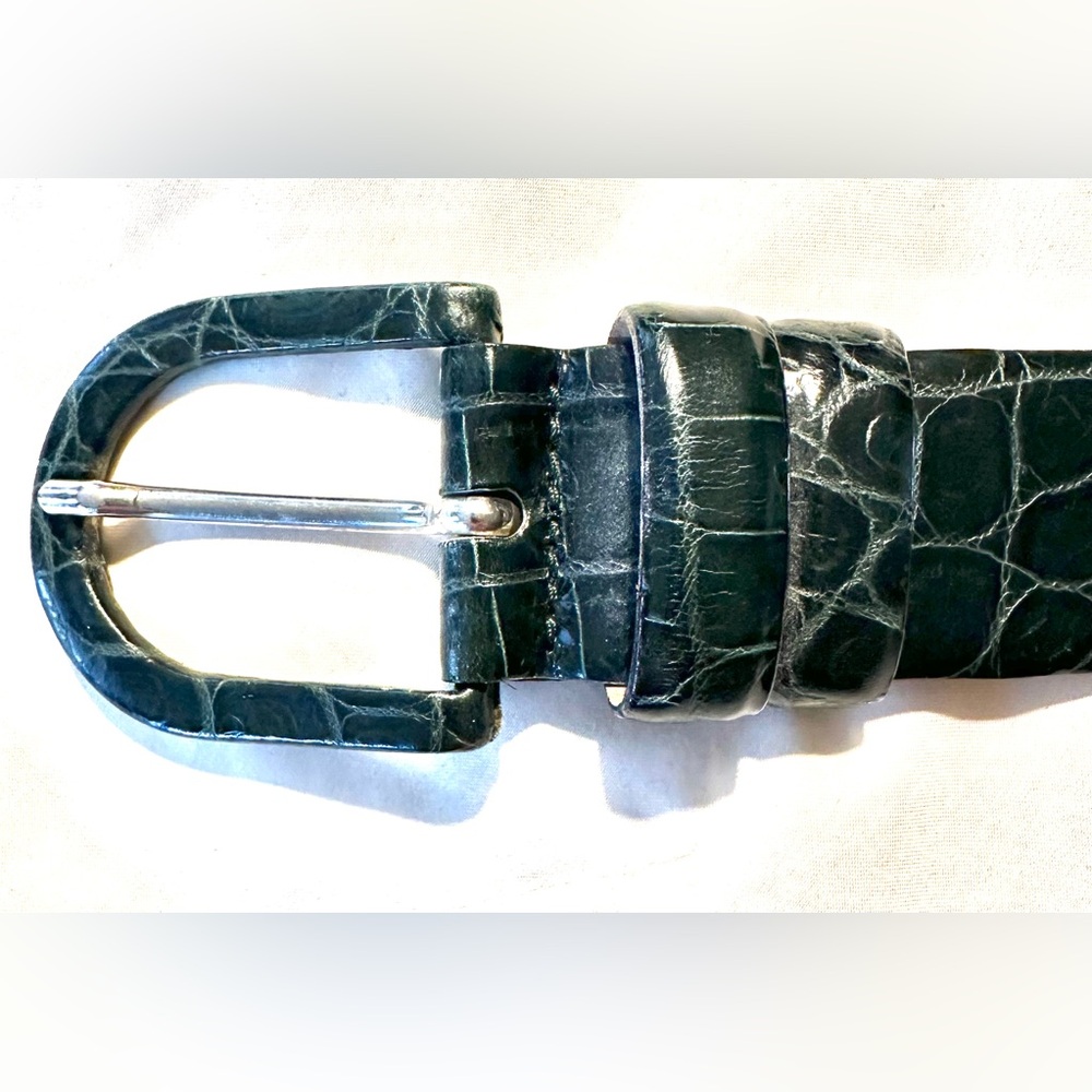 Ann Taylor Women’s Size Medium Leather Belt Dark Green - Picture 7 of 8